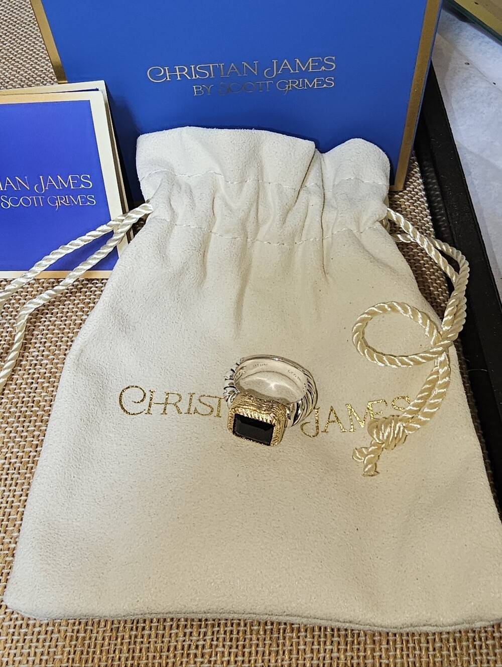 Christian James by Scott Grimes Two-Tone Black Spinel Ring, Women's Size 6